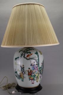 Appraisal: Antique Chinese Porcelain Vase Form Lamp w Poem Antique Chinese