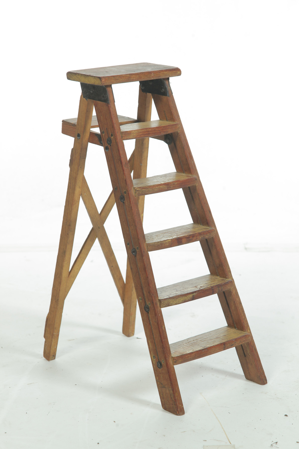 Appraisal: MINIATURE WOODEN STEP LADDER American st quarter- th century pine