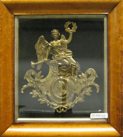 Appraisal: Neoclassical gilt bronze mount The seated figure of Victory above