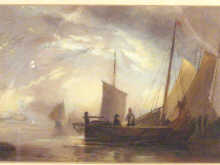 Appraisal: Watercolour on paper estuary scene of sailing barges unsigned cm