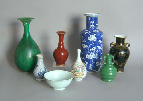 Appraisal: Seven contemporary Chinese vases together with a bowl