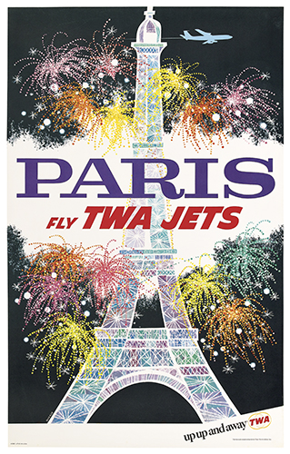 Appraisal: DAVID KLEIN - PARIS FLY TWA JETS x inches x