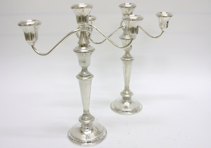 Appraisal: PAIR AMERICAN STERLING SILVER CANDELABRA -light removable to convert to