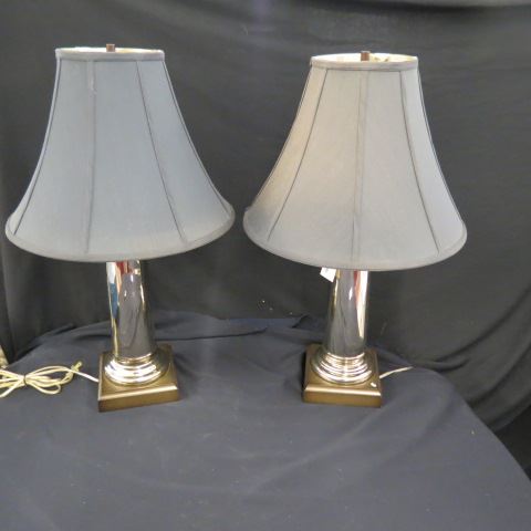 Appraisal: Pair of Mercury Glass Table Lamps classic column design fine