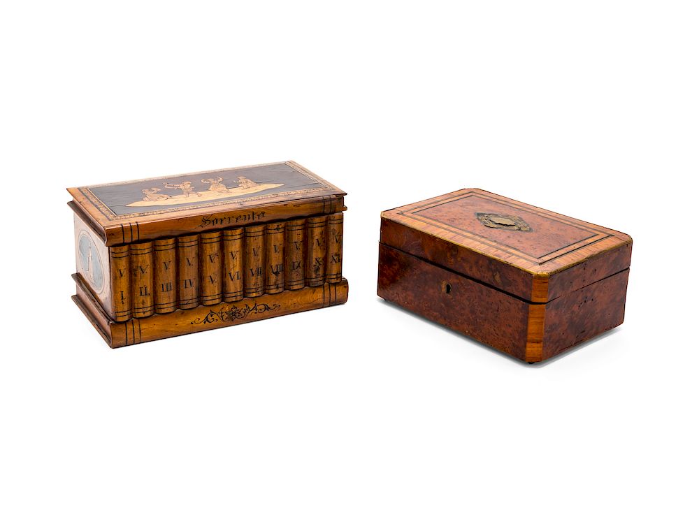 Appraisal: Two Continental Marquetry Table Caskets Two Continental Marquetry Table Caskets