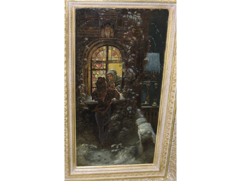 Appraisal: J JENSFELD TH- TH CENTURY Amorous couple at a window