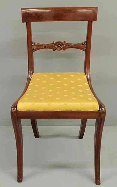 Appraisal: Philadelphia mahogany saber leg side chair or klismos chair c