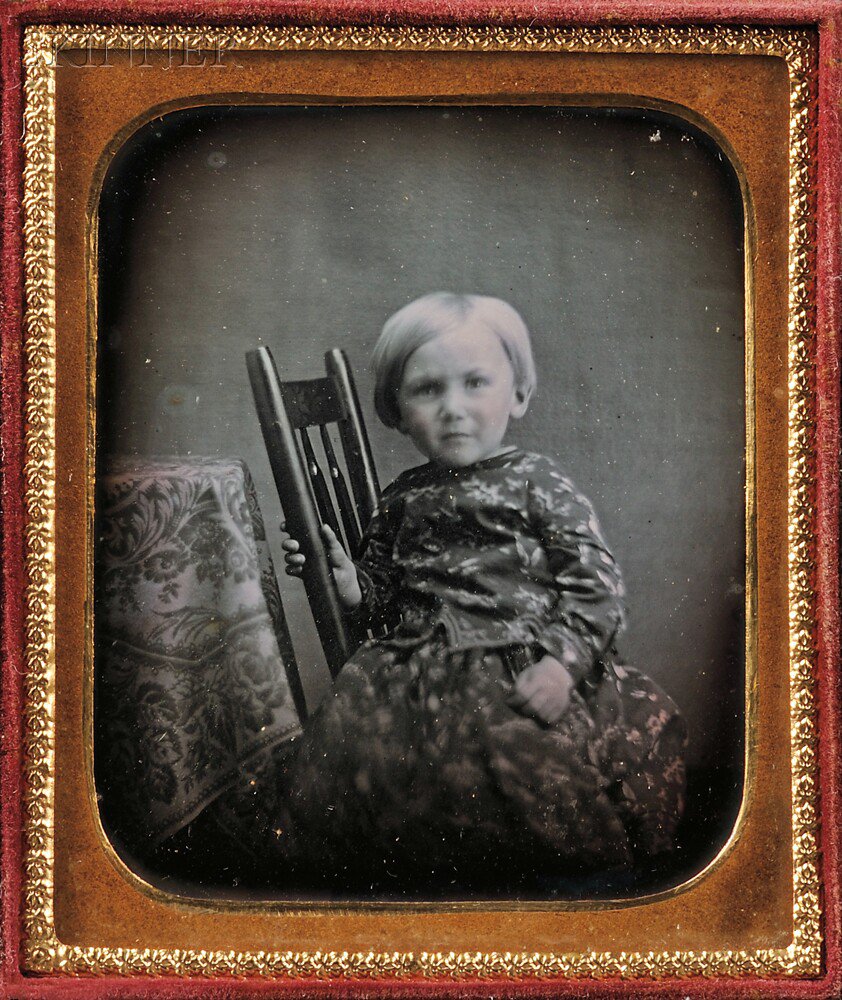 Appraisal: Two th Century American School Daguerreotypes Sixth-plate Daguerreotype of a