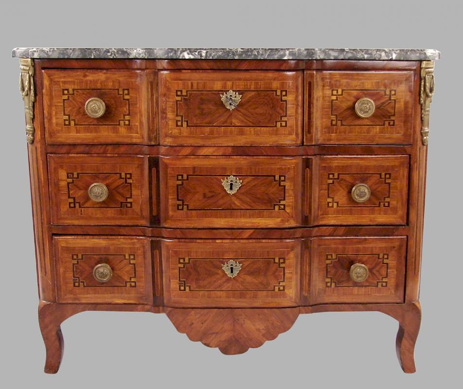 Appraisal: Louis XV-XVI Transitional Kingwood Rosewood Commode Louis XV-XVI transitional walnut