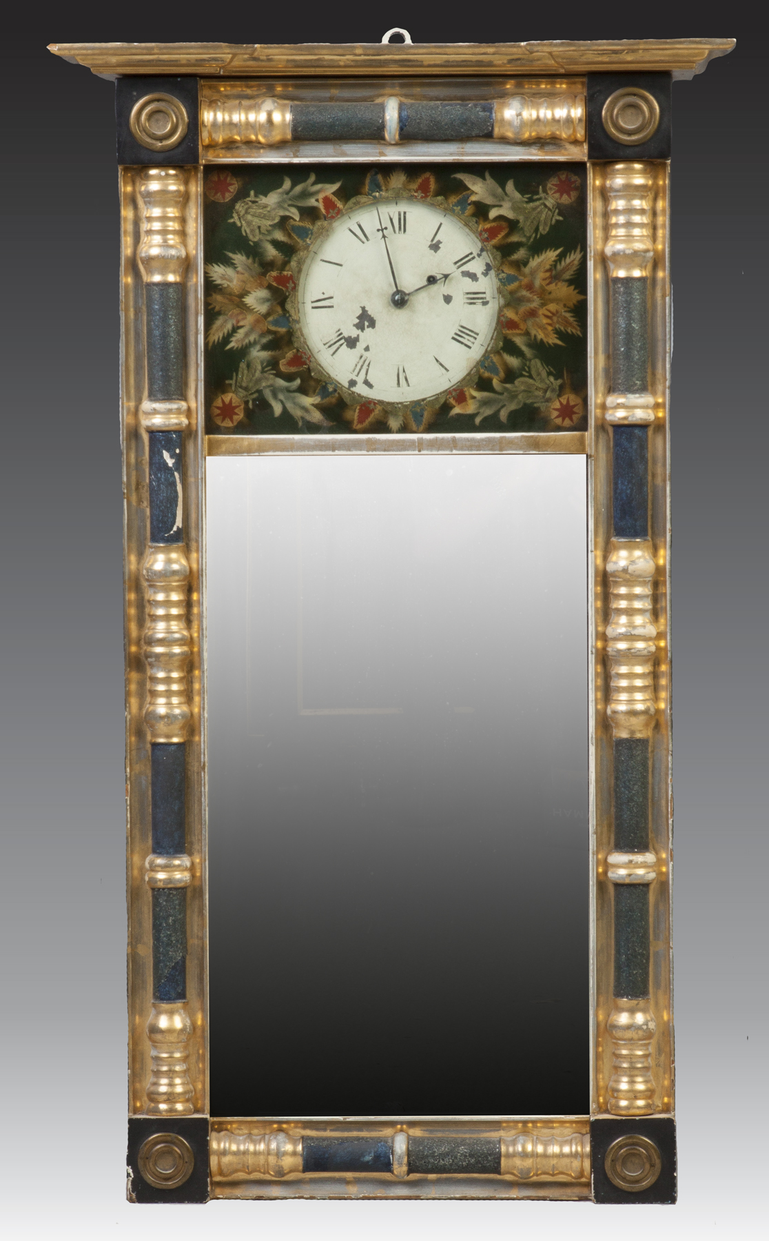 Appraisal: Samuel Abbott Mirror Clock Original gilt wood decorated case Original