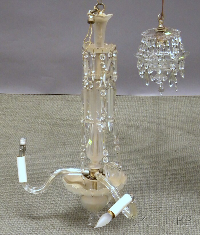 Appraisal: Two Colorless Cut Glass Chandeliers attributed to Waterford with box