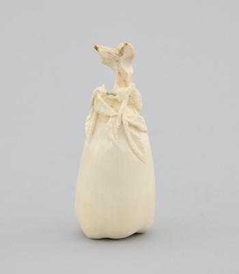 Appraisal: A Carved Ivory Snuff Bottle Elongated gourd shaped bottle with