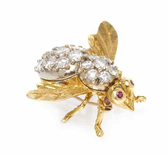 Appraisal: An Karat Yellow Gold and Diamond Bee Brooch Herbert Rosenthal