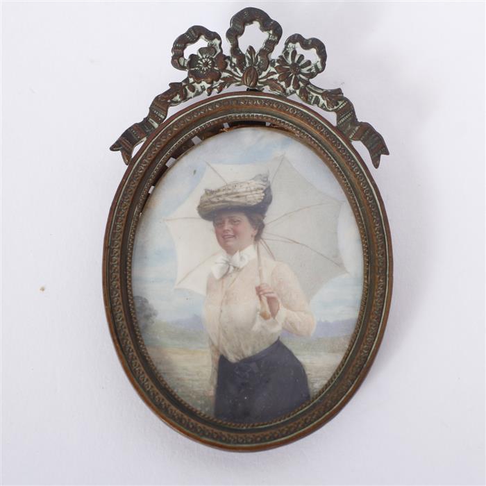 Appraisal: J Staples Rowe American - Miniature Portrait of a Woman