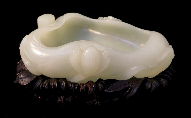 Appraisal: White Jade Brush Pot White Jade Brush Pot Description Shaped