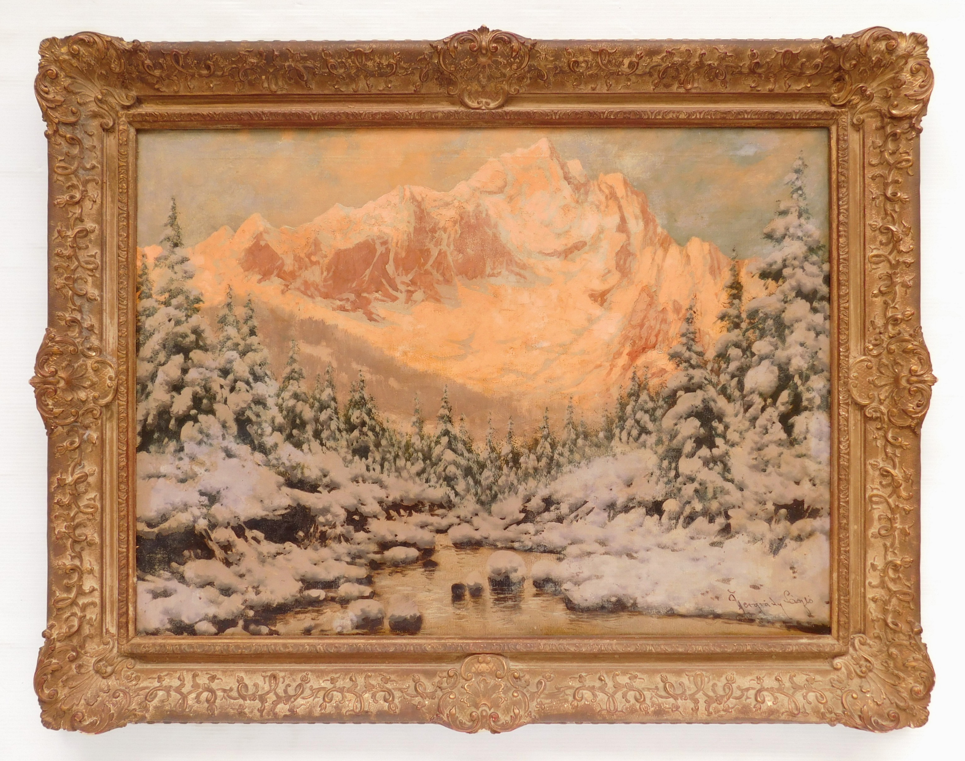 Appraisal: Laszlo Neogrady Hungarian - Mountainous Landscape in Winter- oil on