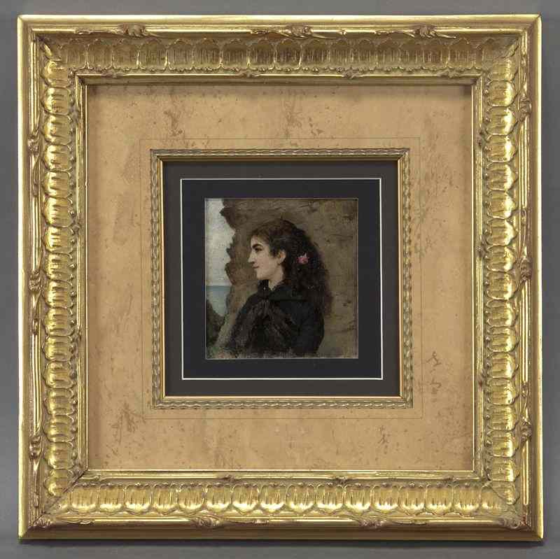 Appraisal: Jacques Clement Wagrez ''Portrait of a Girl Bythe Sea'' oil