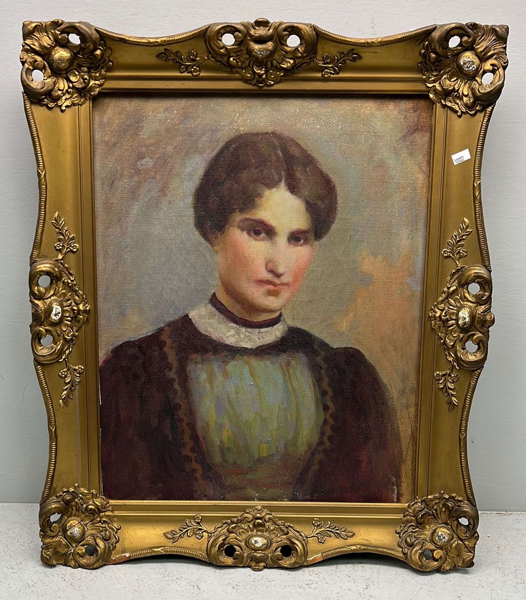 Appraisal: Portrait of woman oil painting on canvasLate th or early