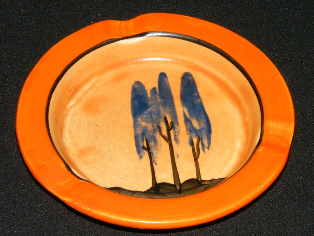 Appraisal: Clarice Cliff 'Latona Blue Poplar' Bizarre circular ashtray diameter paint