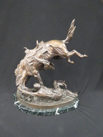 Appraisal: Bronze Statue Wicked Pony after Frederic Remington x green marble