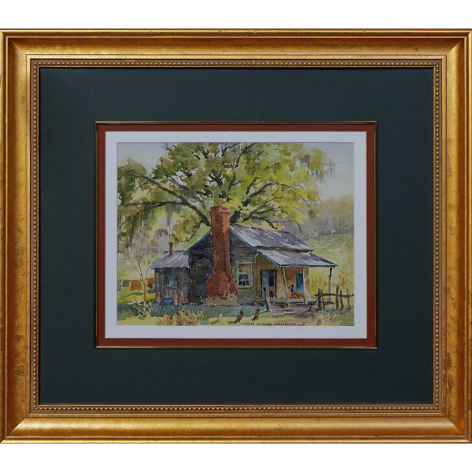 Appraisal: Charles Oglesby Longabaugh - Louisiana Cabin Landscape c watercolor on