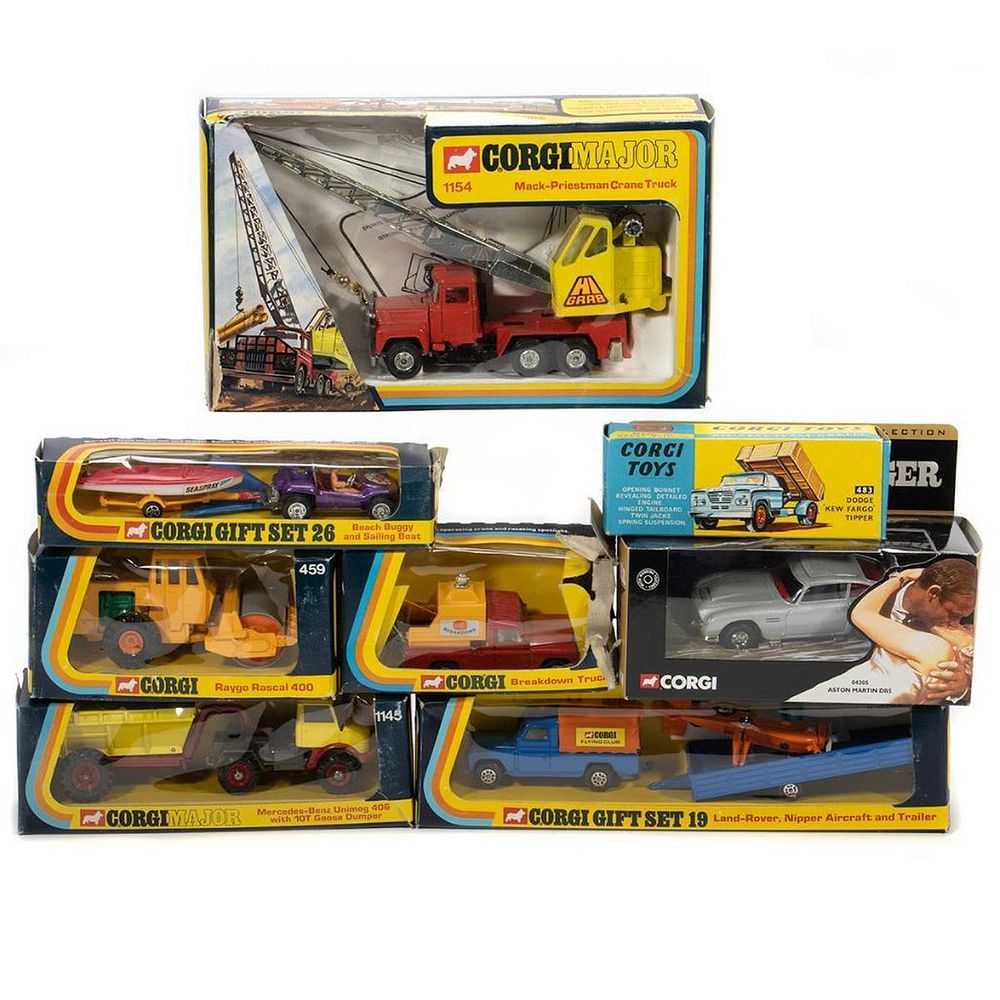 Appraisal: Corgi Vehicles in original boxes Corgi Mack-Priestman Crane Truck in