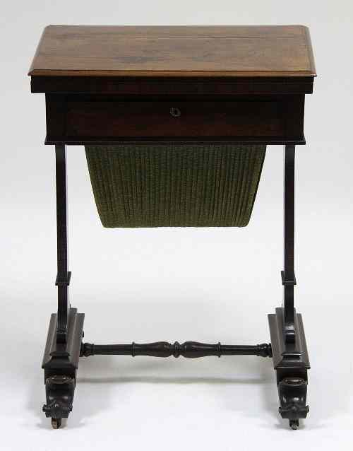 Appraisal: A Regency rosewood games work table the hinged top enclosing