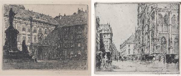 Appraisal: Luigi Kasimir Austrian - Austrian City Views Etchings on wove