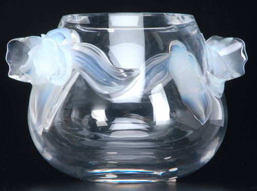 Appraisal: LALIQUE Vase Orchidee clear and opalescent 's Engraved Lalique France