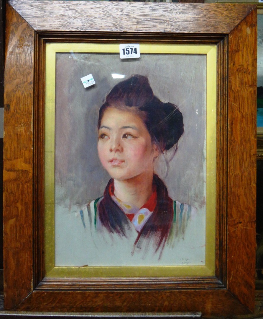 Appraisal: English School th century Study of a Japanese girl oil