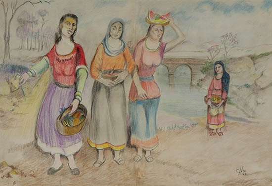 Appraisal: Jose Chavez Morado Mexican - Women with Baskets Signed with