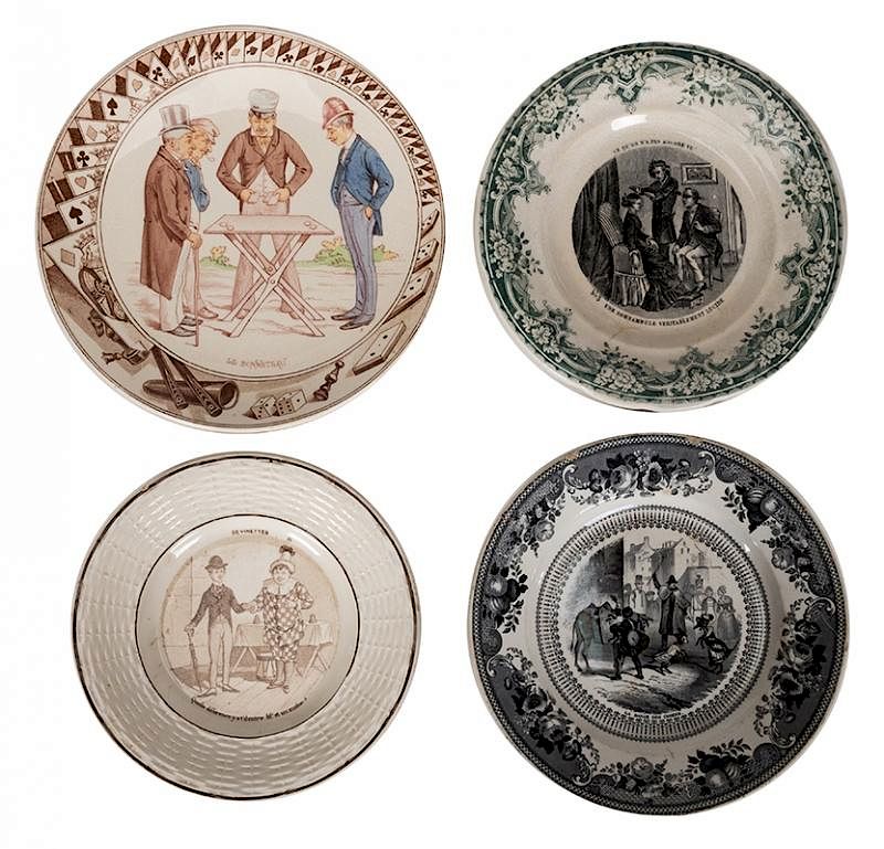 Appraisal: Group of Three Magic Themed Transfer Printed Porcelain Plates Group