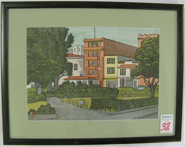 Appraisal: HAROLD DEAN MALLETTE COLOR WOODCUT American - titled Portsmouth Square