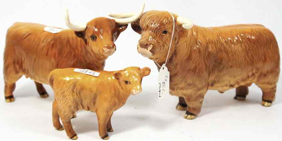 Appraisal: Beswick Highland Bull Cow and calf D