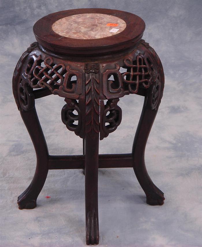 Appraisal: Carved Chinese marble top taboret h Estimate -