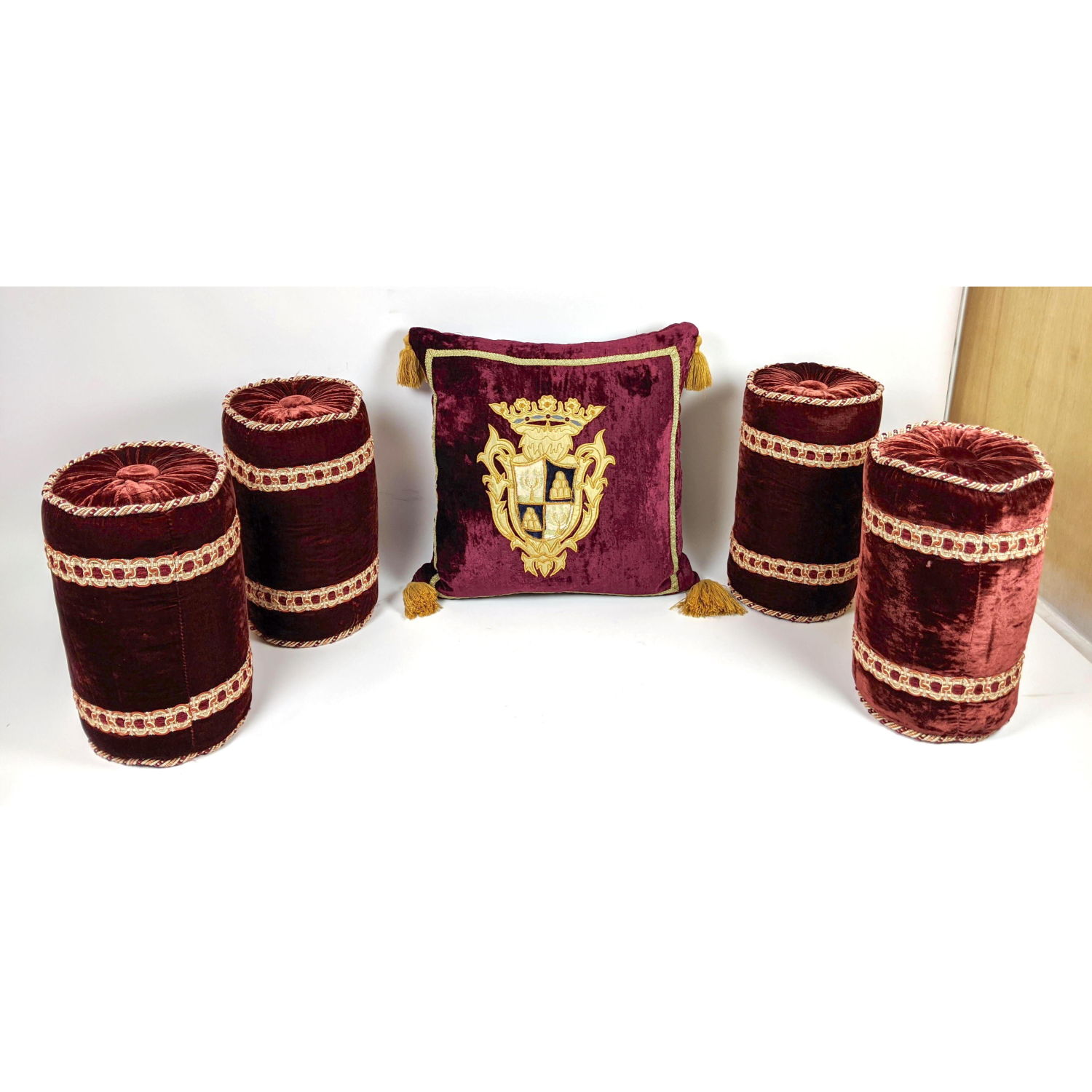 Appraisal: pc set of Velvet Embroidered Pillow Set Dimensions H inches