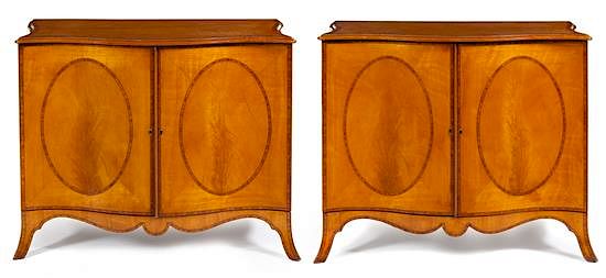 Appraisal: A Pair of George III Style Satinwood Commodes Height x