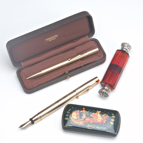 Appraisal: Tiffany Co k yg fountain pen and pencil set in