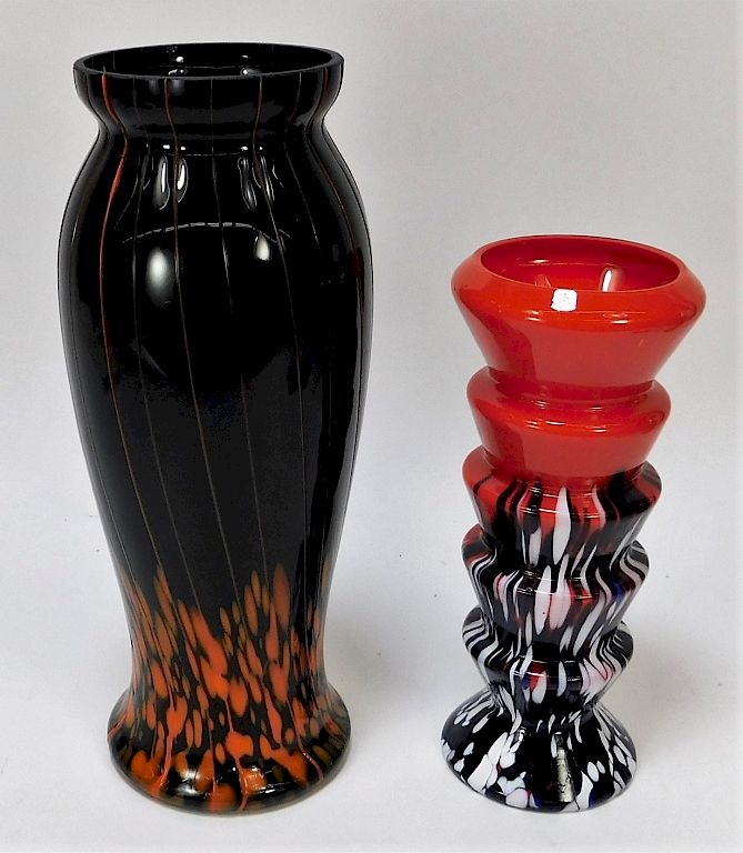 Appraisal: PC Kralik Ruckl Bohemian Art Glass Vases Bohemia th Century