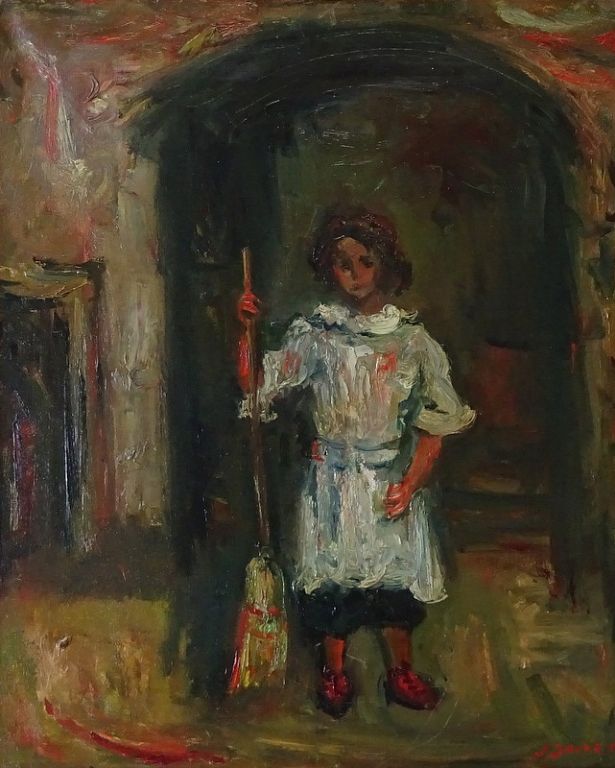 Appraisal: Jacquez Zucker Broom Girl Jacquez Zucker SIgned Broom Girl oil