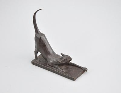 Appraisal: Edouard Marcel Sandoz Swiss - Stretching cat Miniature bronze with