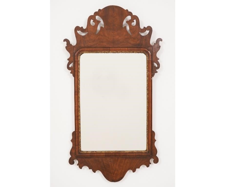 Appraisal: Chippendale mahogany mirror circa with carved crest and ears h