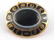 Appraisal: An antique carat gold cased agate mourning brooch with locket