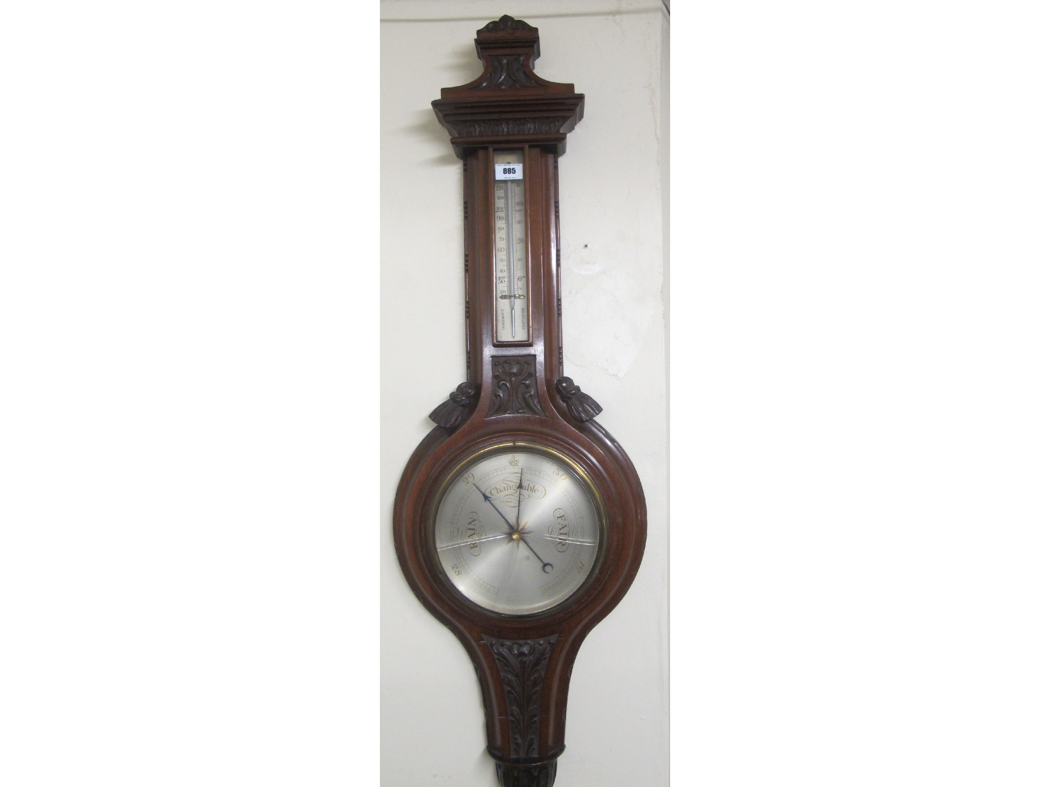 Appraisal: Carved mahogany banjo barometer