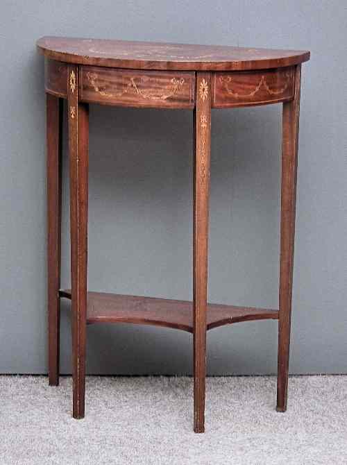 Appraisal: An Edwardian mahogany semi-circular occasional table inlaid to top and