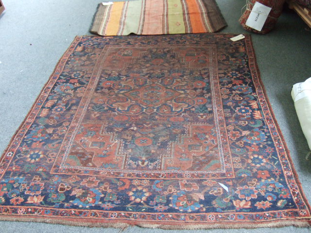 Appraisal: A flatweave rug plain banded design x cm and an