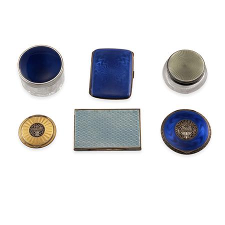 Appraisal: Group of Six Sterling and Other Silver and Enamel Boxes