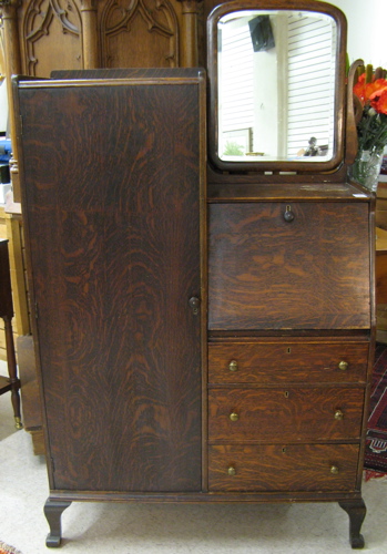 Appraisal: LATE VICTORIAN OAK SECRETARY WARDROBE American c The right half