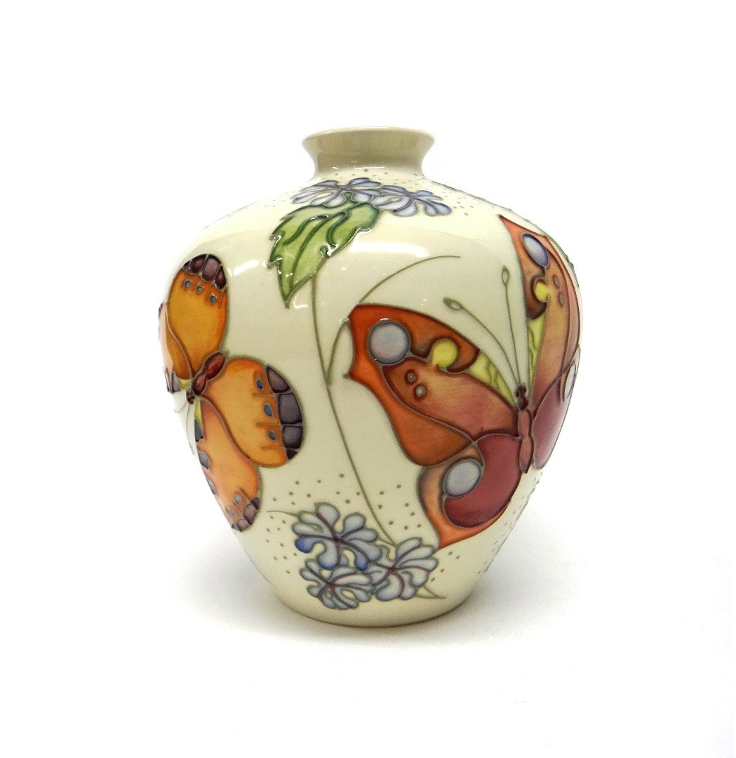 Appraisal: A Moorcroft 'Butterfly' vase circa cream ground cm high