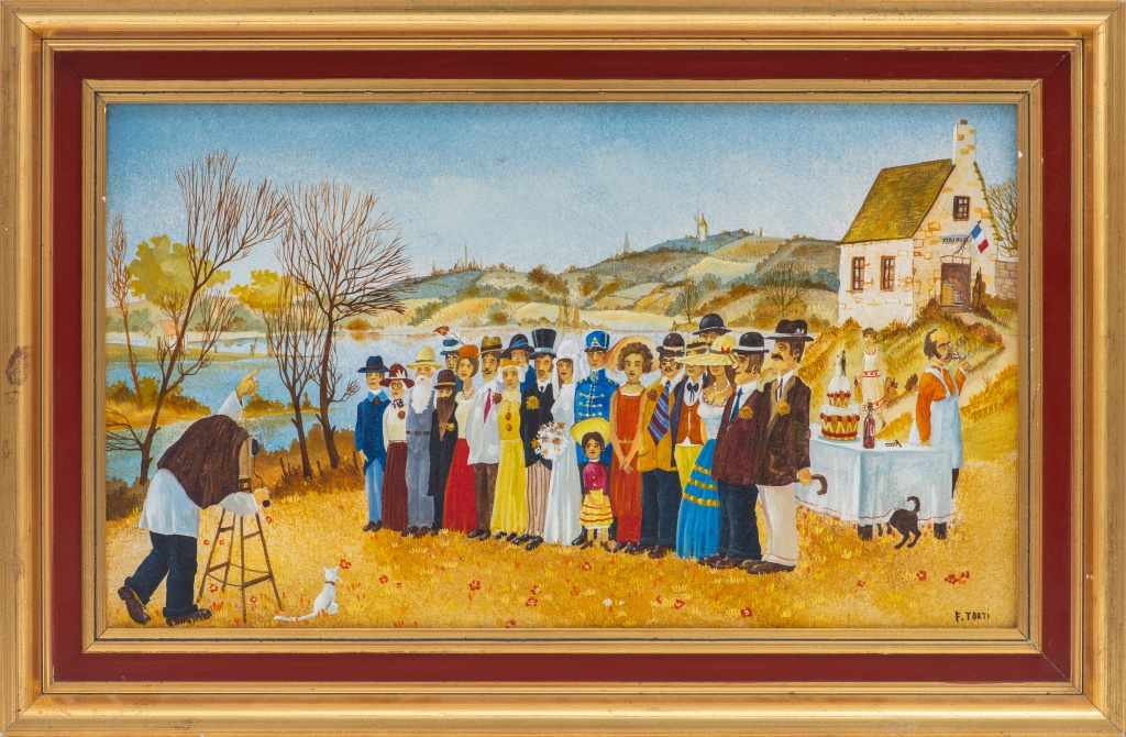 Appraisal: FRANCOIS TORTI FRENCH FOLK PAINTING OF A WEDDING Francois Torti